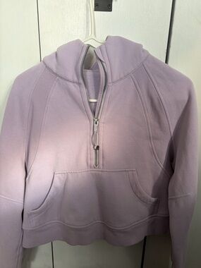 Lululemon Lilac Half-Zip Hooded Pullover size Small (bleach staining)
